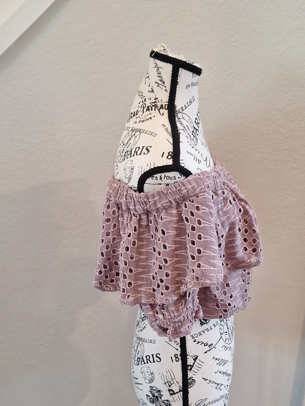 Free People That Girl Off The Shoulder Eyelet Crop Top Mauve XS